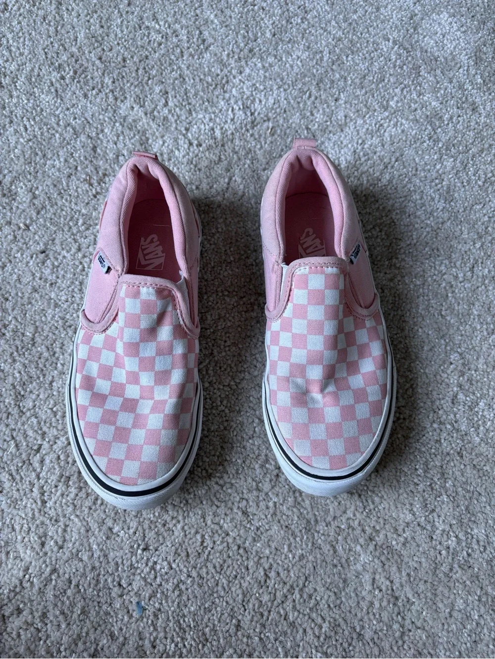 Vans Classic Slip-On Pink White Checkerboard Sneakers Youth Size 3